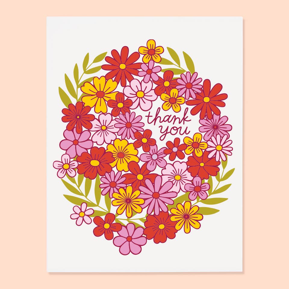 Thank You Floral Wreath Card