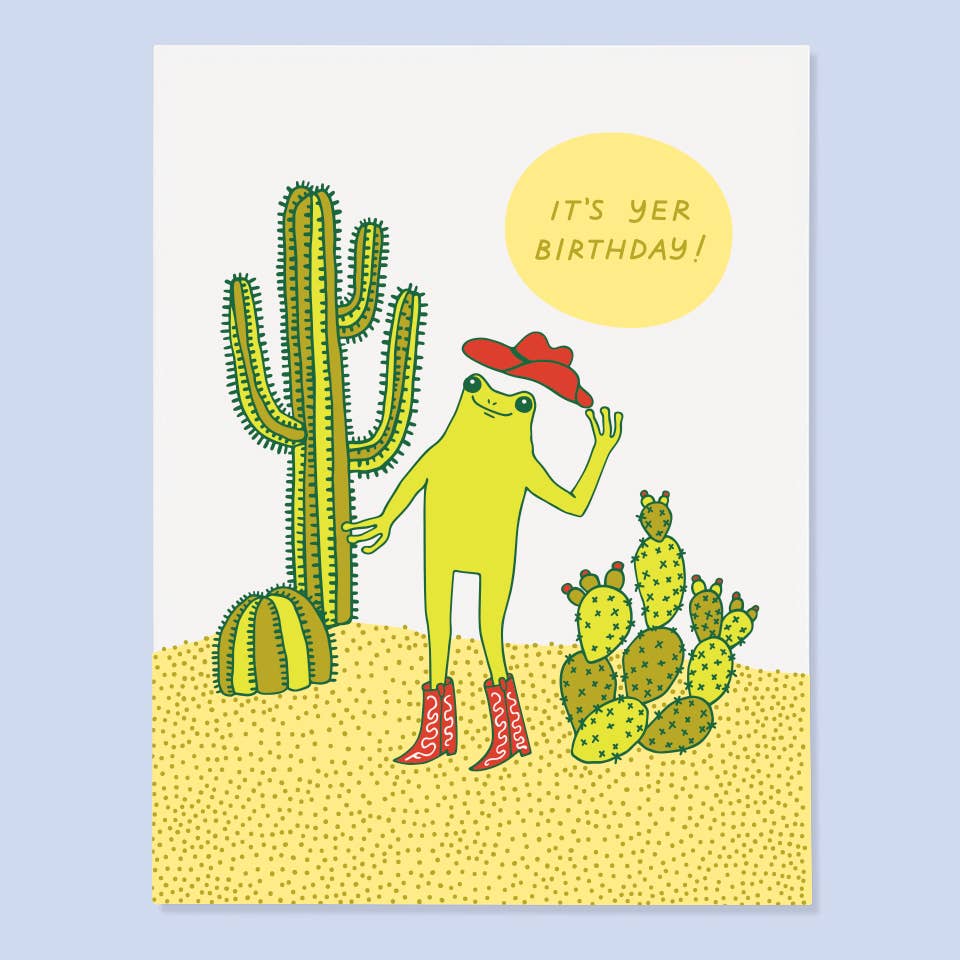 "It's Yer Birthday" Western Frog Card