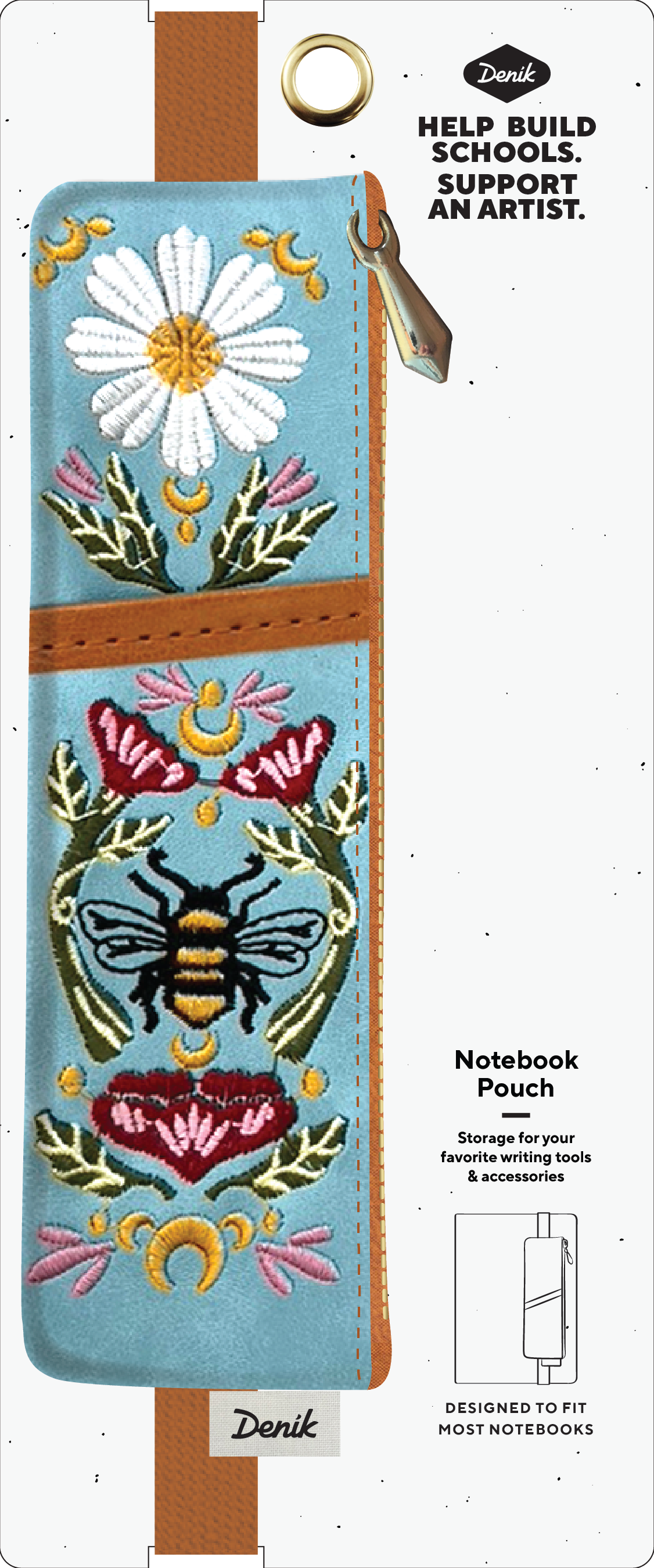 Honeybee Embroidered Notebook Pouch