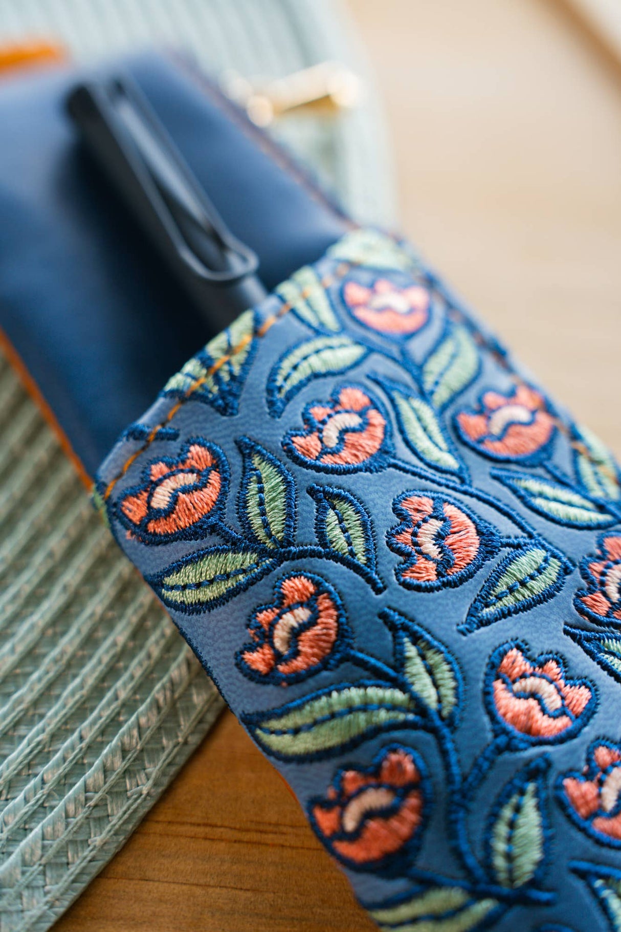 Floral Embroidered Notebook Pouch