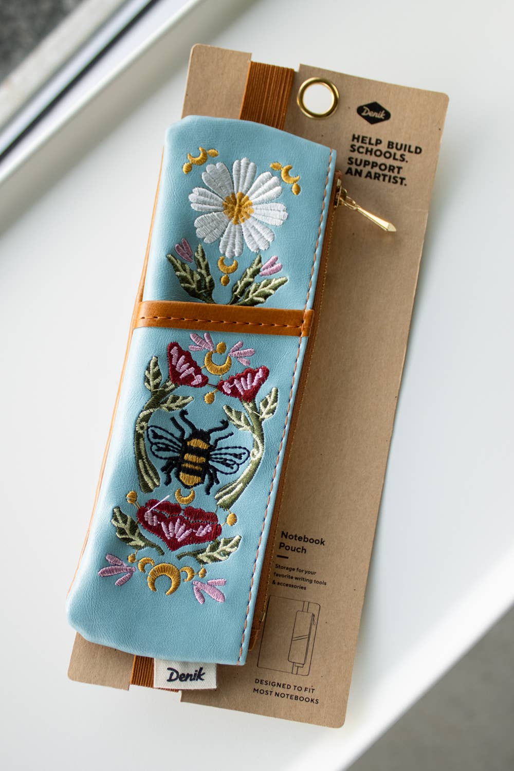 Honeybee Embroidered Notebook Pouch