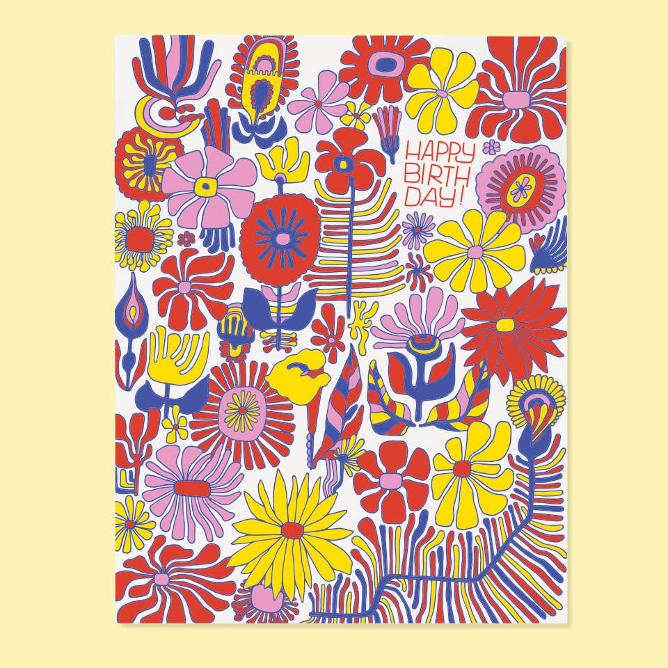 Happy Birthday Funky Floral Card